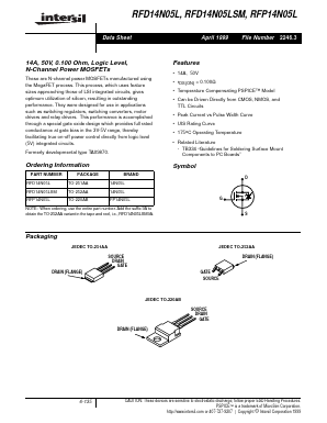 RFD14N05L Datasheet PDF Intersil