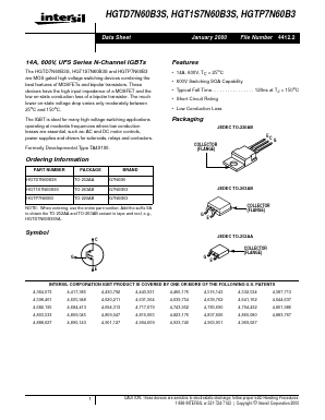 G7N60B3 Datasheet PDF Intersil