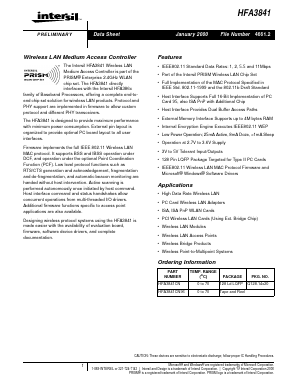 HFA3841CN Datasheet PDF Intersil