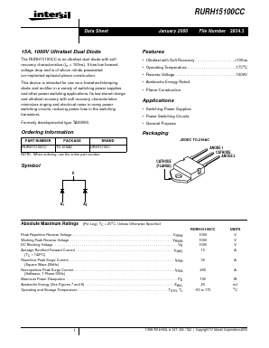 RURH15100CC Datasheet PDF Intersil