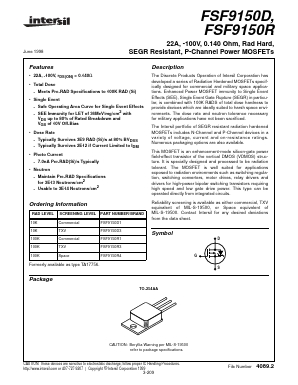 FSF9150R3 Datasheet PDF Intersil