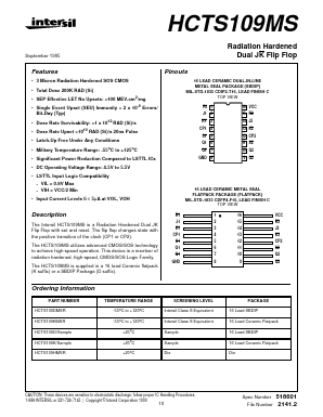 HCTS109D/SAMPLE Datasheet PDF Intersil