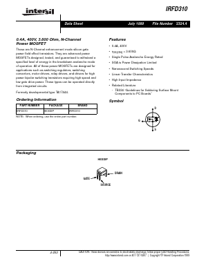IRFD310 Datasheet PDF Intersil