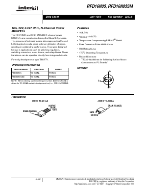 RFD16N05SM9A Datasheet PDF Intersil