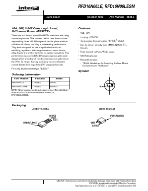 RFD16N06LESM9A Datasheet PDF Intersil