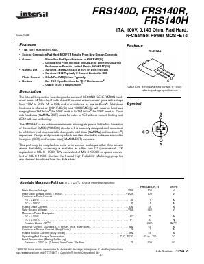 FRS140R Datasheet PDF Intersil