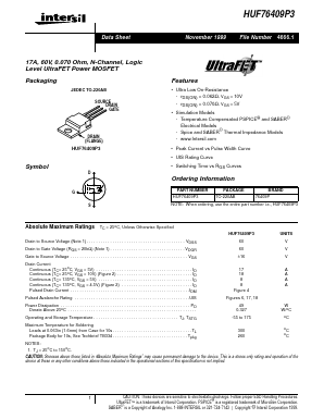 HUF76409P3 Datasheet PDF Intersil