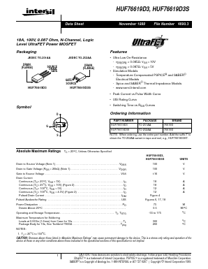 HUF76619D3 Datasheet PDF Intersil