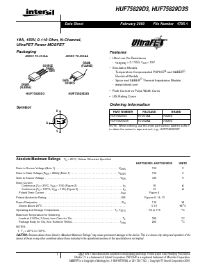 HUF75829D3S Datasheet PDF Intersil