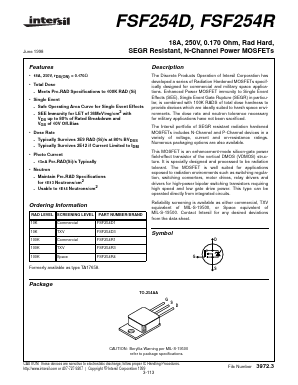 FSF254D3 Datasheet PDF Intersil