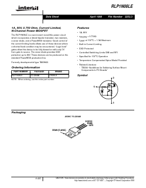 L1N08LE Datasheet PDF Intersil