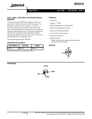 IRFD210 Datasheet PDF Intersil