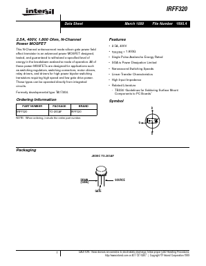 IRFF320 Datasheet PDF Intersil