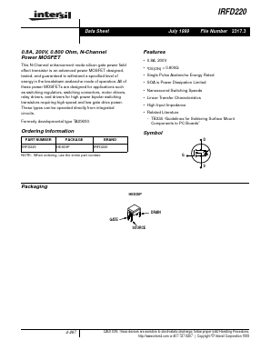 IRFD220 Datasheet PDF Intersil