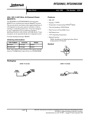 RFD20N03SM9A Datasheet PDF Intersil