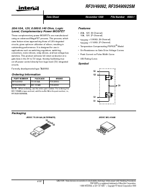 F3S49092 Datasheet PDF Intersil