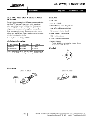 RFP22N109A Datasheet PDF Intersil
