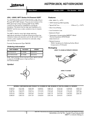 HGT1S5N120CNS Datasheet PDF Intersil