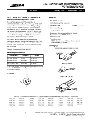 HGT1S5N120CNDS9A Datasheet PDF Intersil