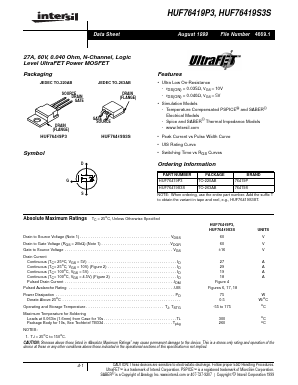 HUF76419S3S Datasheet PDF Intersil