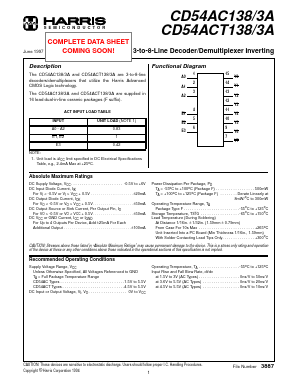 CD54ACT1383A Datasheet PDF Intersil