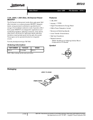 IRF610 Datasheet PDF Intersil