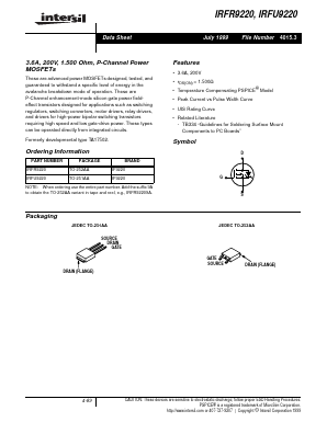 IRFU9220 Datasheet PDF Intersil