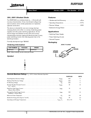 RURP3020 Datasheet PDF Intersil