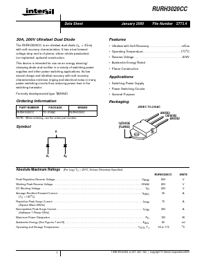 RURH3020CC Datasheet PDF Intersil