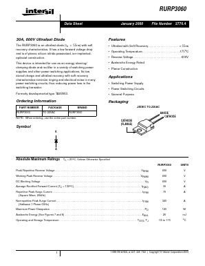 RURP3060 Datasheet PDF Intersil