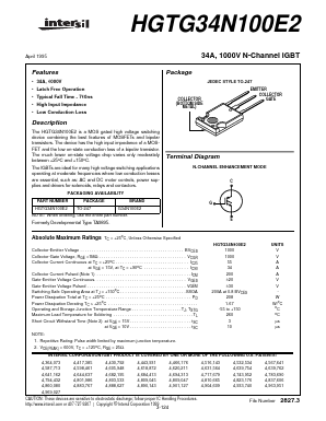 G34N100E2 Datasheet PDF Intersil