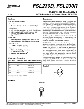 FSL230D Datasheet PDF Intersil