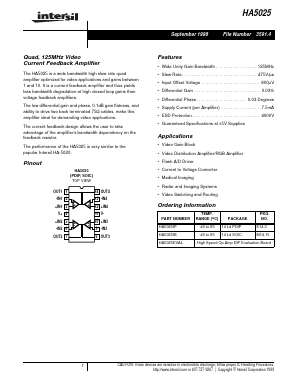 HA5025 Datasheet PDF Intersil