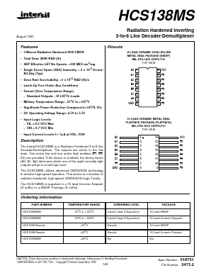 HCS138K Datasheet PDF Intersil