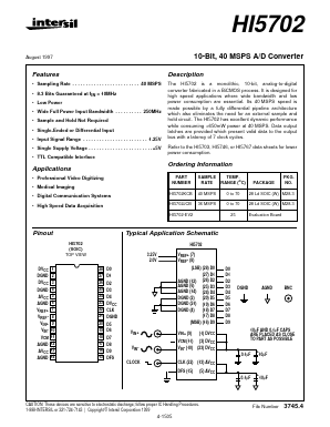 HI5702 Datasheet PDF Intersil