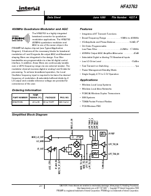 HFA3763IN Datasheet PDF Intersil