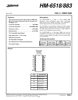 HM1-6518/883 Datasheet PDF Intersil