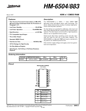 HM-6504/883 Datasheet PDF Intersil