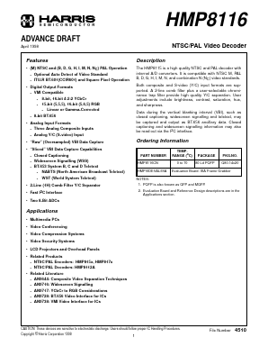 HMP8116 Datasheet PDF Intersil