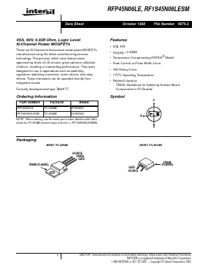 F45N06LE Datasheet PDF Intersil