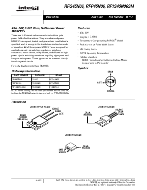 RF1S45N06SM9A Datasheet PDF Intersil