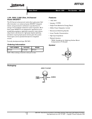 IRFF420 Datasheet PDF Intersil