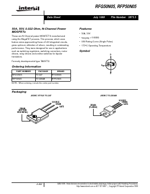 RFG50N05 Datasheet PDF Intersil