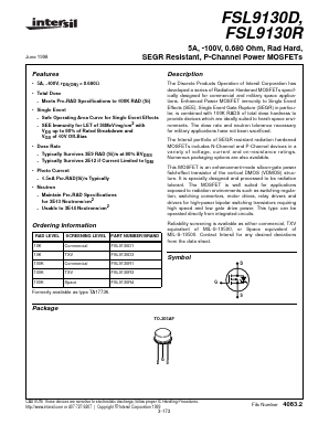 FSL9130D Datasheet PDF Intersil
