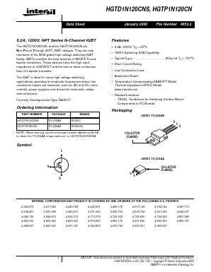 HGTD1N120CNS9A Datasheet PDF Intersil