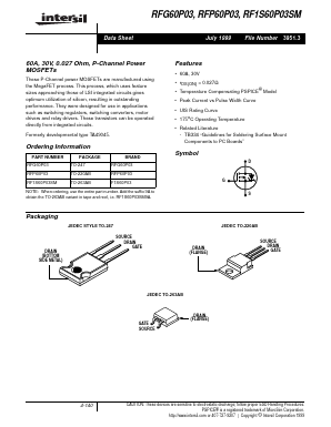 RFP60P03 Datasheet PDF Intersil