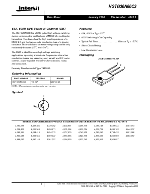 HGTG30N60C3 Datasheet PDF Intersil
