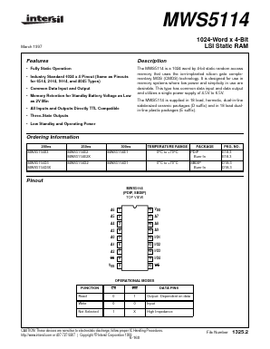 MWS5114 Datasheet PDF Intersil
