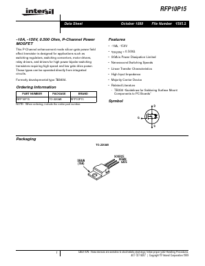 RFP10P15 Datasheet PDF Intersil