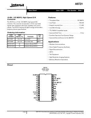 HI5721-EVP Datasheet PDF Intersil